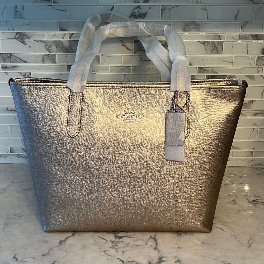 COACH Zip Tote, Beautiful Gold/Platinum Color